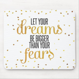 Black and Gold Dreams Inspirational Quote Mouse Pad