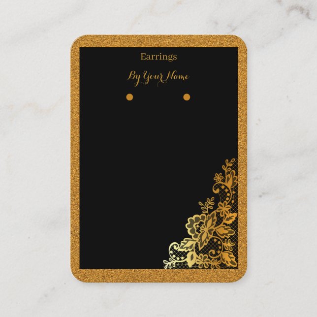 Black and gold earring card by Renee (Front)