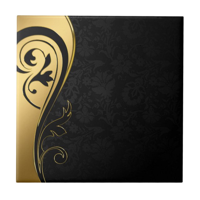 Black and gold elegance ceramic tile (Front)