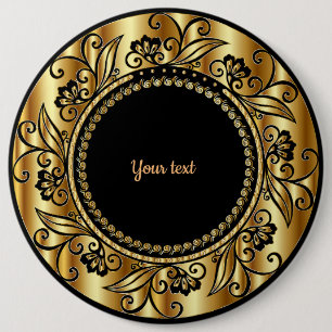 Black and Gold Elegance template 6 Cm Round Badge
