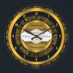 Black and Gold Elegant 1st Wedding Anniversary Large Clock<br><div class="desc">The commitment of marriage deserves the quality of a custom gift.  Let the all important couple know how much they inspire you with our original black and gold tone first anniversary design. Personalise with names as well as wedding date and anniversary date.  Original design created by Holiday Hearts Designs.</div>