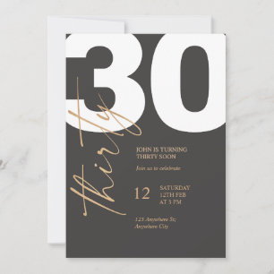 Black and Gold Elegant 30th Birthday Invitation