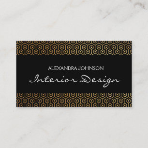 Black and Gold Elegant Art Deco Interior Design Business Card