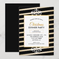 Black and Gold Elegant Christmas Dinner Party