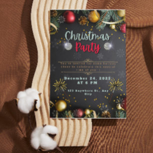 Black And Gold Elegant Christmas Party Invitation