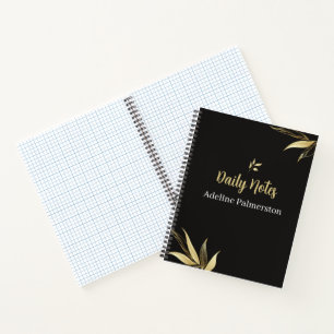 Black and Gold Elegant Daily Planner Notebook