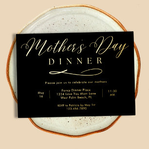 Black and Gold Elegant Fancy Mother's Day Dinner