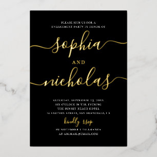 Black and Gold Elegant Formal Engagement Party