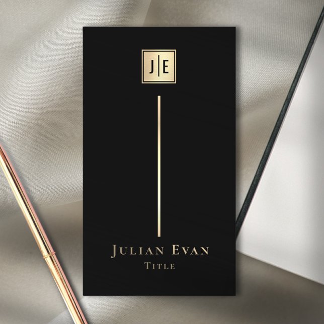 Black and Gold Elegant Luxe Monogram Business Card (Creator Uploaded)