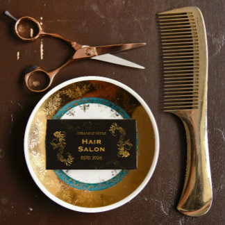 Black and Gold Elegant Luxury Style Hair Salon Business Card