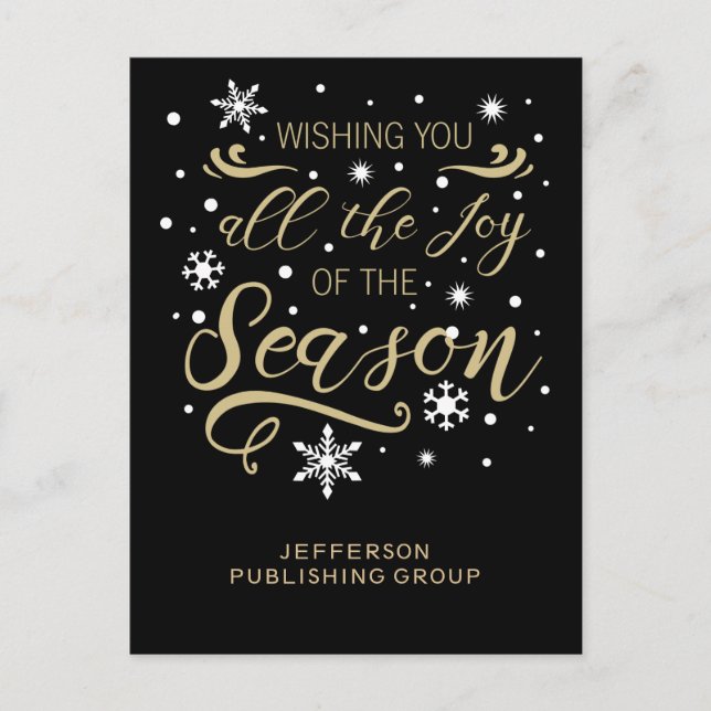 Black and Gold Elegant Modern Business holiday Postcard (Front)
