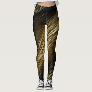 black and gold Elegant modern retro leggins Leggings