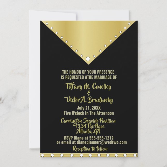 Black and Gold Elegant Modern Wedding Invitation (Front)