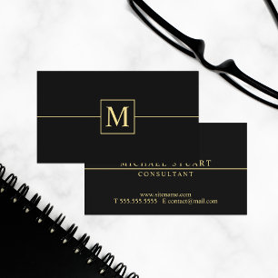 Black and Gold Elegant Monogram Business Card