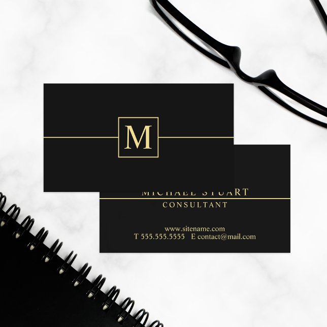 Black and Gold Elegant Monogram Business Card (Creator Uploaded)
