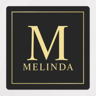 Black and Gold Elegant Monogram Labels