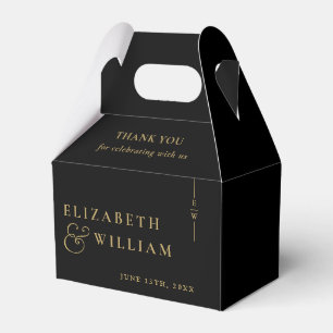 Black And Gold Elegant Monogram Wedding Thank You  Favour Box