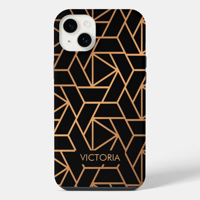 Black and Gold Elegant Pattern iPhone Case (Back)