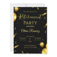 Black And Gold Elegant Retirement 