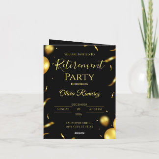 Black And Gold Elegant Retirement Invitation