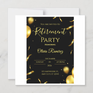 Black And Gold Elegant Retirement Magnetic Invitation