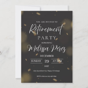 Black and Gold Elegant Retirement Party Invitation