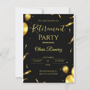 Black And Gold Elegant Retirement Postcard