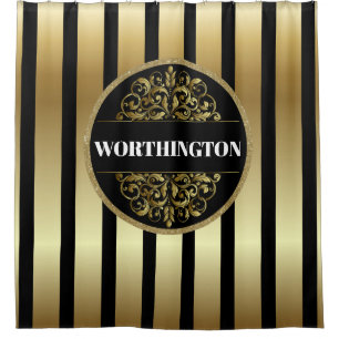 Black and Gold Elegant SHOWER CURTAIN