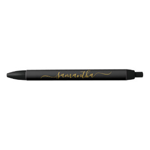 Black and Gold Elegant Swash Signature Name Ink Pen