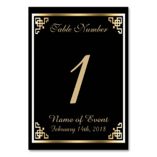 Black and Gold Elegant Table Number Card