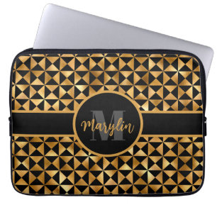 BLACK AND GOLD ELEGANT TRENDY LAPTOP SLEEVE