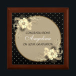 Black and Gold Elegant Vintage Floral Graduation Gift Box<br><div class="desc">Black and Gold Elegant Vintage Floral Graduation gift box. Romantic,  stylish,  unique. All graphic elements are free for change,  move or even remove - make your best combination!</div>
