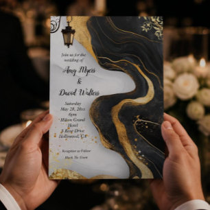 Black and Gold Elegant wedding Invitation
