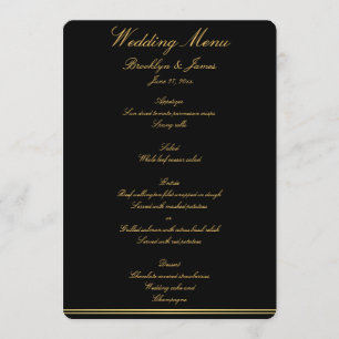 Black And Gold Elegant Wedding Menu