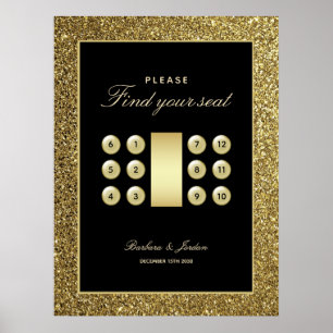 Black and Gold Elegant Wedding Seating Chart