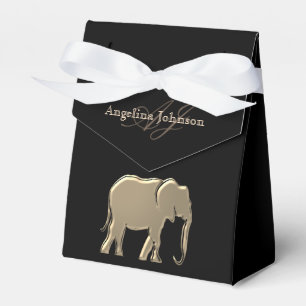 Black and Gold Elephant Classy Elegant Monogrammed Favour Box