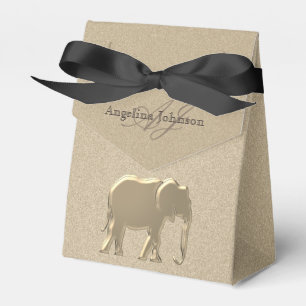 Black and Gold Elephant Elegant Monogrammed Favour Box