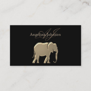 Black and Gold Elephant Modern Professional Business Card