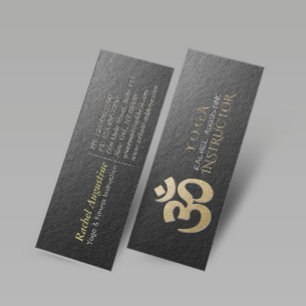 Black and Gold Embossed OM Symbol Yoga Instructor Mini Business Card