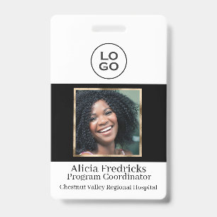 Black and Gold Employee Photo ID with Logo Badge