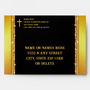 Black and Gold Envelopes, Christian, Church or Any Envelope