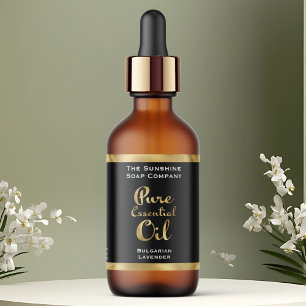 Black and Gold Essential Oil Bottle Label
