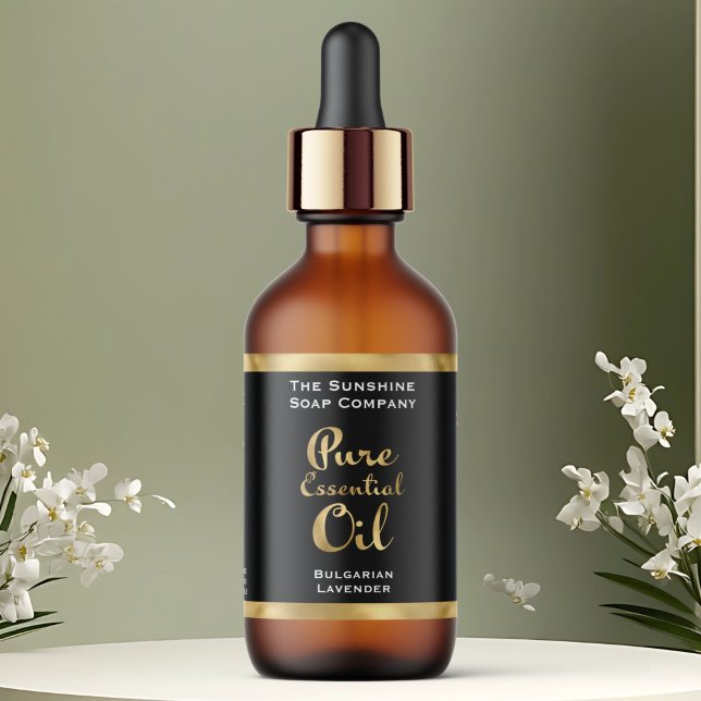 Black and Gold Essential Oil Bottle Label (Creator Uploaded)