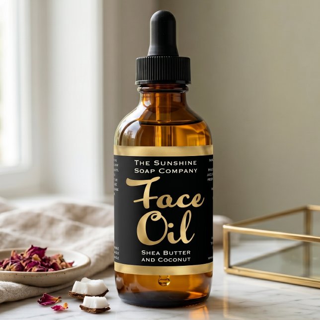 Black and Gold Face Oil Bottle Label (Creator Uploaded)