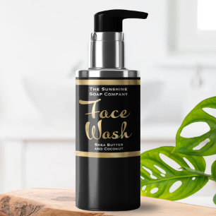 Black and Gold Face Wash Bottle Label