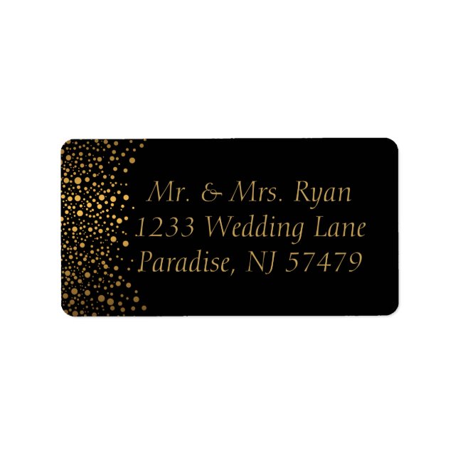 Black and Gold Faux Foil Confetti Dots Label (Front)