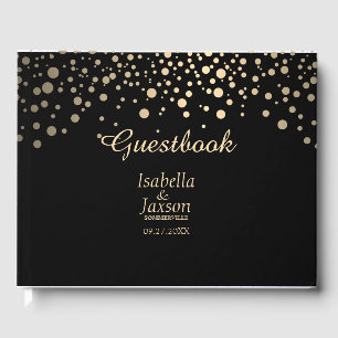 Black and Gold Faux Foil Dots  Guest Book