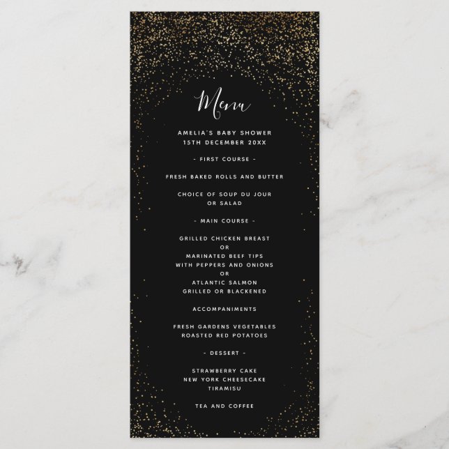 Black and Gold Faux Foil Menu (Front)