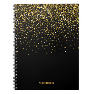 Black and Gold Faux Glitter Dust Notebook
