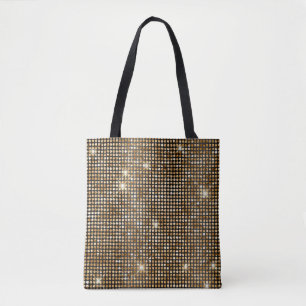 Black and Gold Faux Glitter Glam Dots Tote Bag